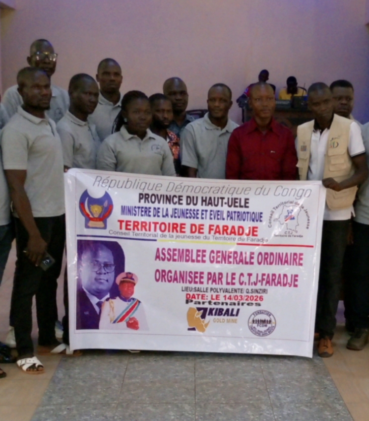 Faradje : le Conseil Territorial de la Jeunesse tient son assemblée générale ordinaire Une assemblée générale ordinaire du Conseil Territorial de la Jeunesse (CTJ) s’est tenue ce samedi 14 mars 2026 dans la salle polyvalente de la chefferie de Logo Ogambi
