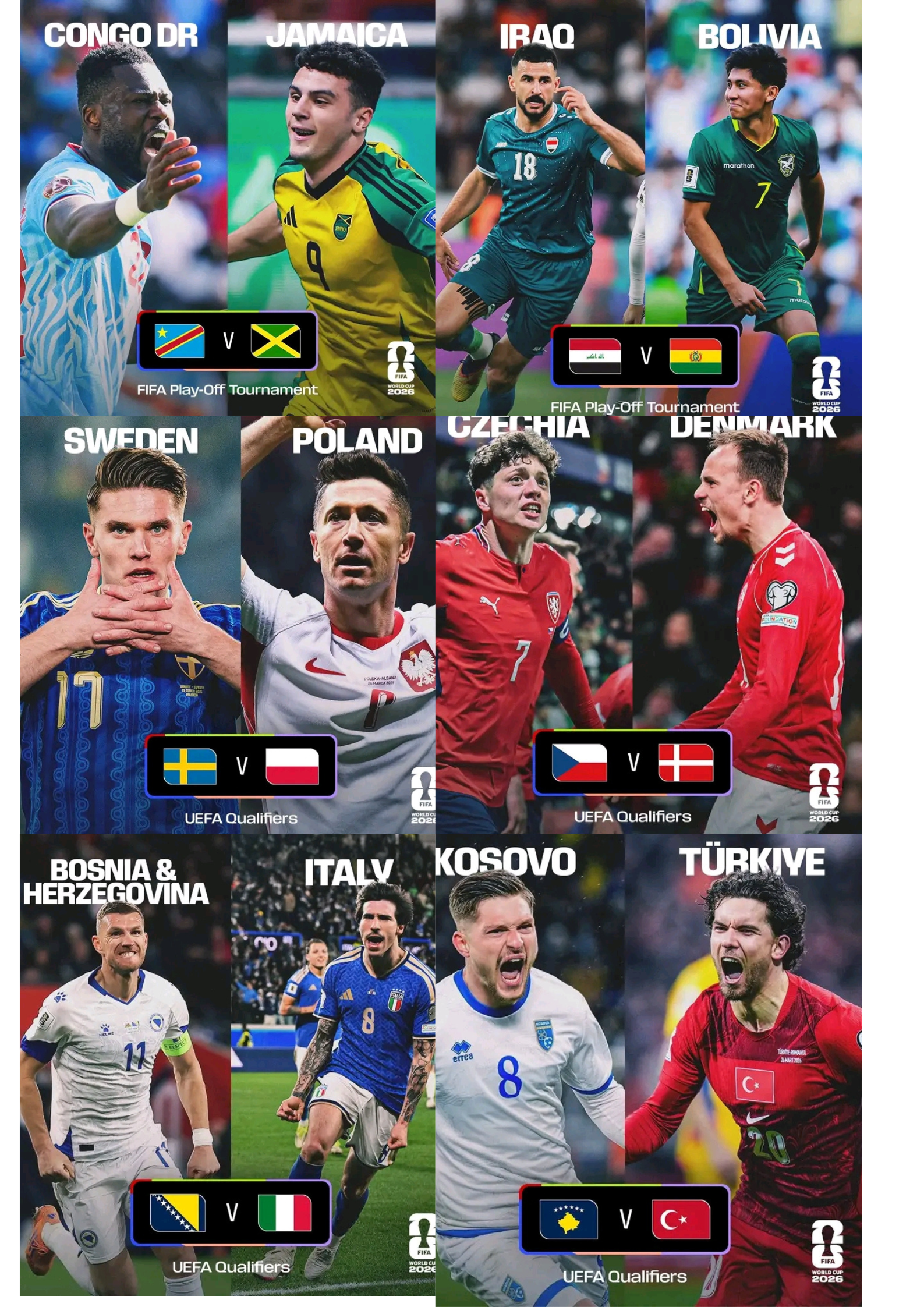 Barrages décisifs pour la Coupe du Monde 2026 : six finales sous haute tension attendues ce mardi 31 mars 2026 