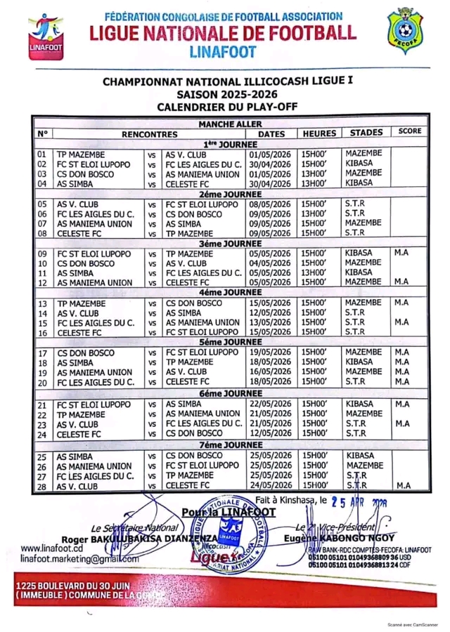 Play-offs LINAFOOT : le calendrier est lancé, place aux chocs !