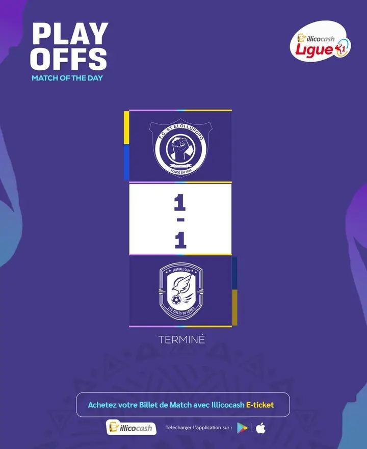 FIN DU MATCH AU STADE KIBASA MALIBA :J1 – PLAY-OFFS FC Lupopo 1–1 FC Les Aigles du Congo