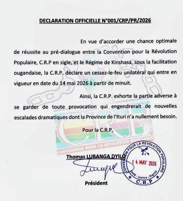RDC: Violences en Ituri, la CRP annonce un cessez-le-feu sous médiation ougandaise
